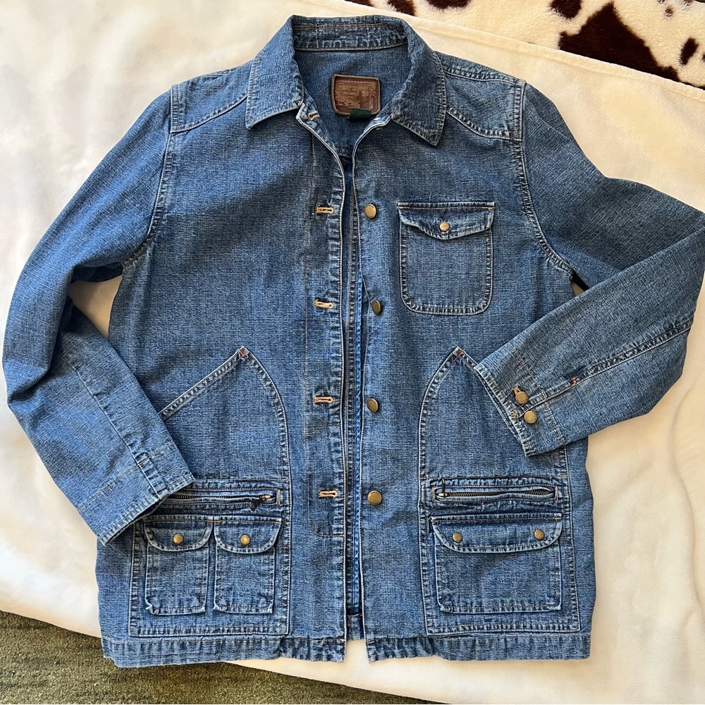Ralph Lauren jeans utility barn denim artists jacket coat lovely shape! M - Picture 10 of 14